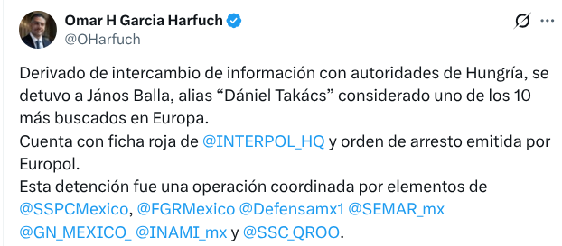 Atrapan en QR a húngaro prófugo por narcotráfico; era de los 10 más buscados en Europa