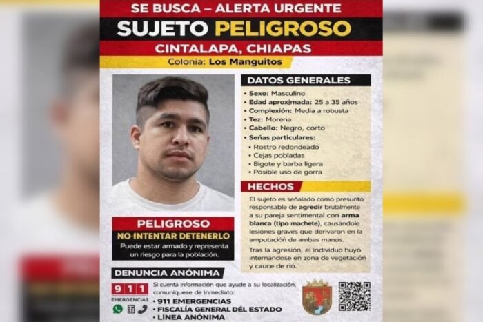 Chiapas | FGE ofrece recompensa por hombre que presuntamente mutiló a mujer