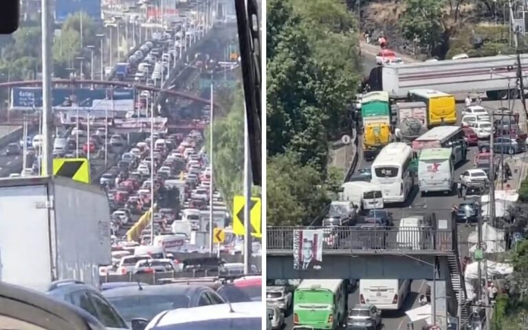 Colapsa Periférico de sur a norte por obras, bloqueos y avería de tráiler