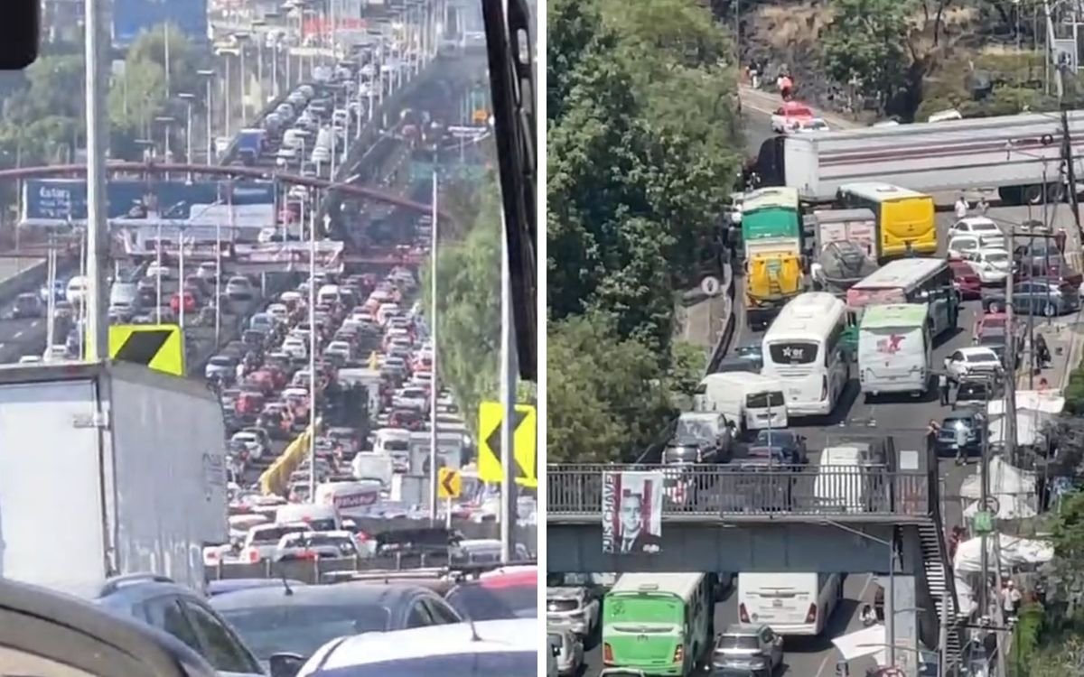 Colapsa Periférico de sur a norte por obras, bloqueos y avería de tráiler