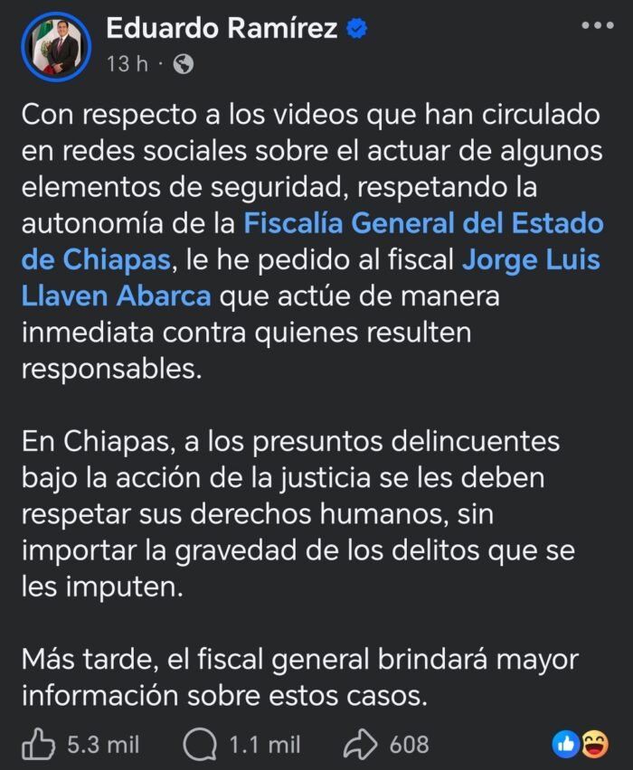 Chiapas | Detienen a 10 policías por presunta tortura captada en videos