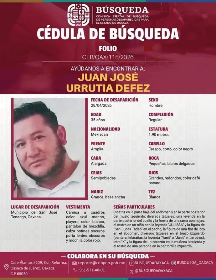 Oaxaca: Denuncian desaparición de Juan José Urrutia y Rigoberto Pérez tras acudir a una entrevista de trabajo