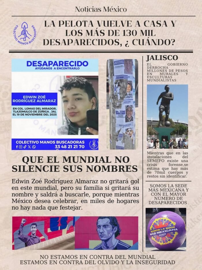 Colectivo interviene video viral mundialista por desaparecidos presumido por Sheinbaum