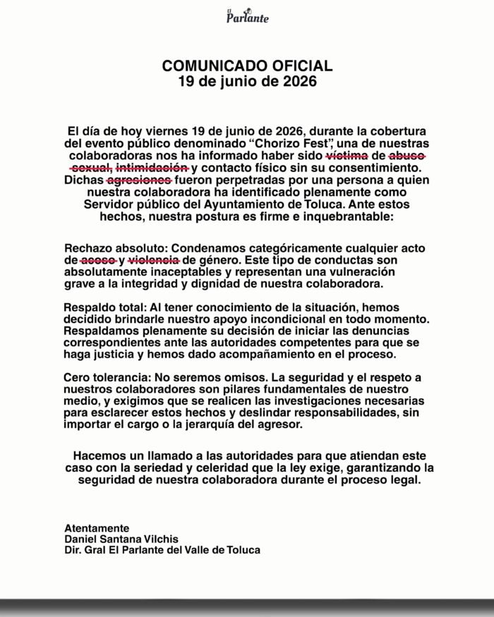 Edomex | Periodista señala a funcionario por presunta agresión sexual en Toluca