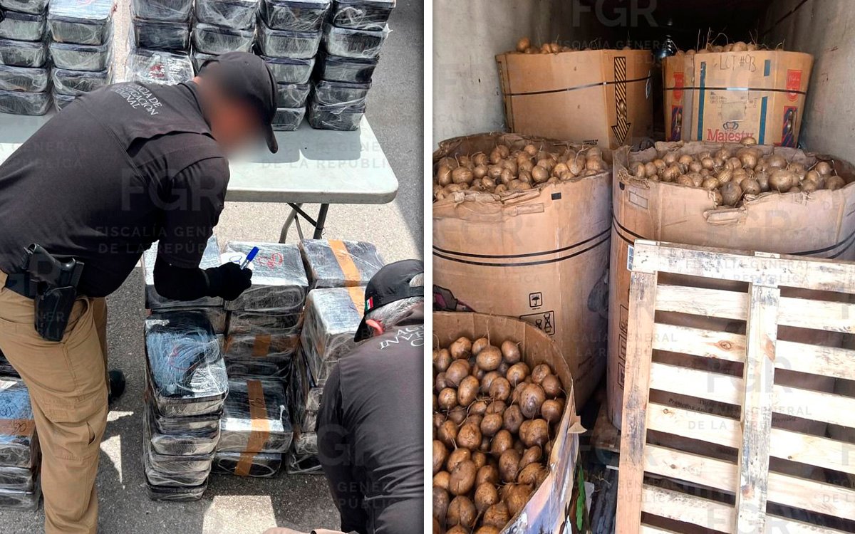 Hallan casi una tonelada de metanfetamina oculta en un cargamento de jícamas