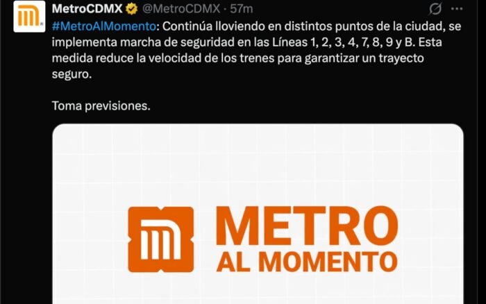 Lluvias en CDMX provocan cortes en el servicio y retrasos en la red del Metro