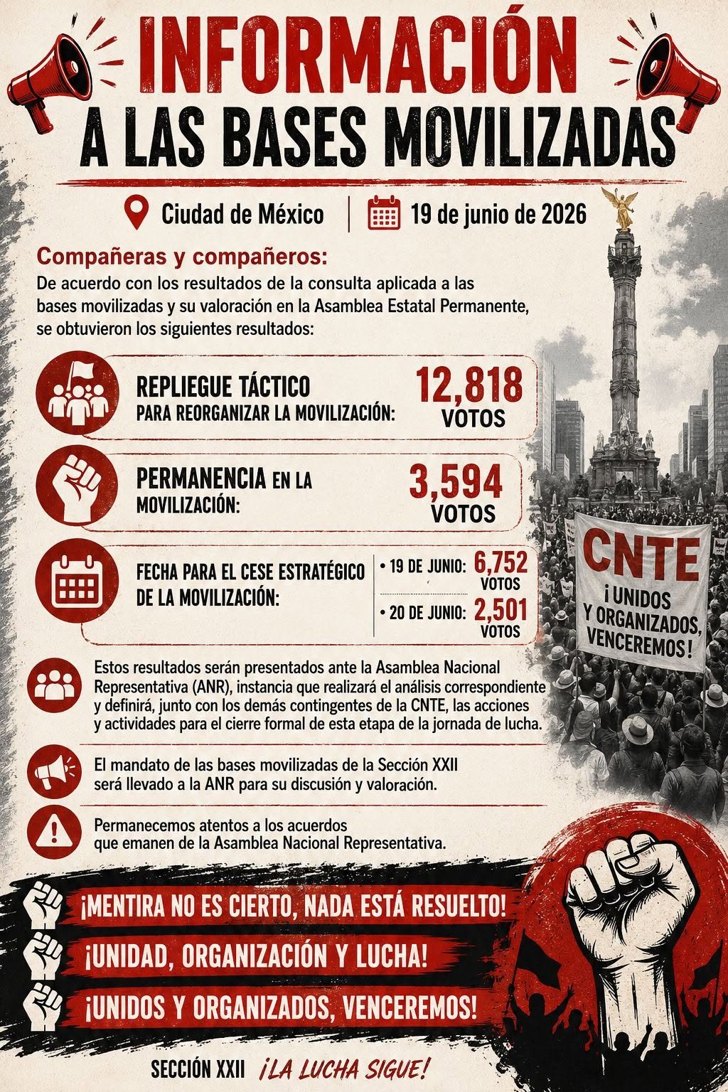 Sección XXII de la CNTE vota por finalizar protestas en CDMX y Oaxaca