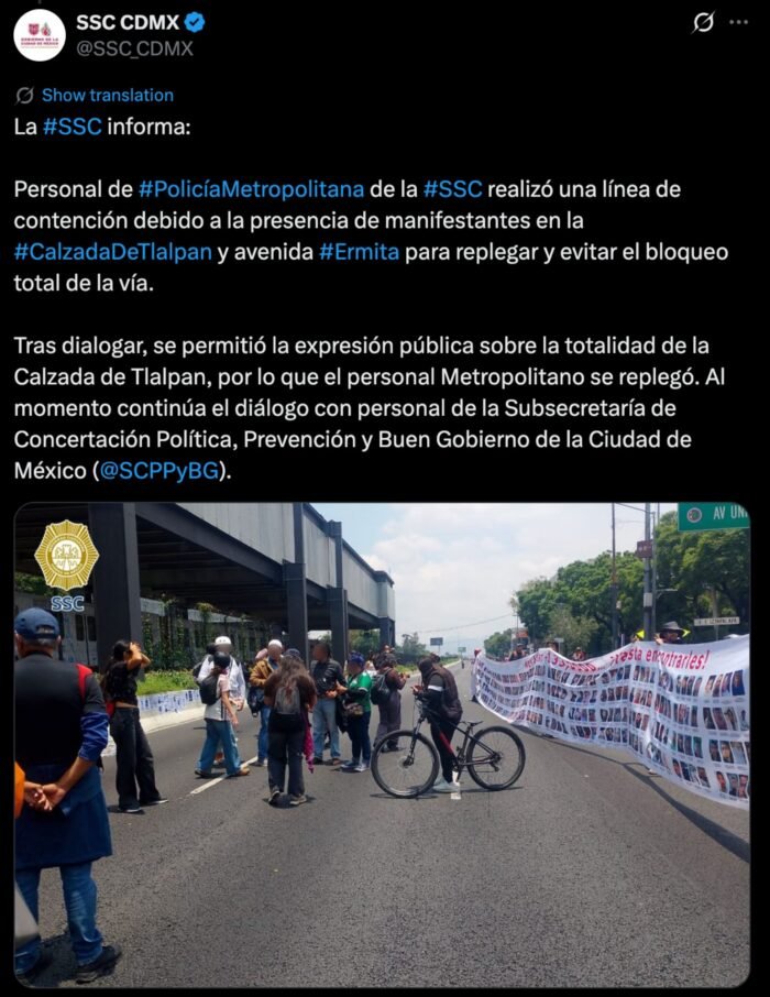 Policías encapsulan a familias buscadoras en Tlalpan