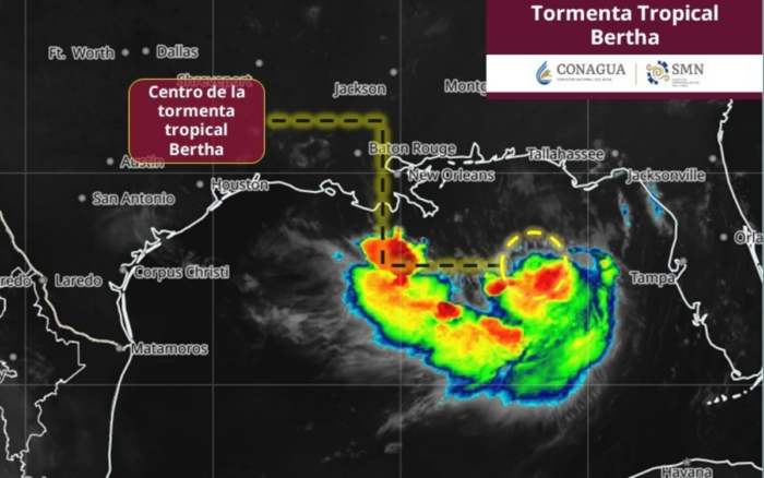 Tormenta tropical Bertha pone en alerta al golfo de México