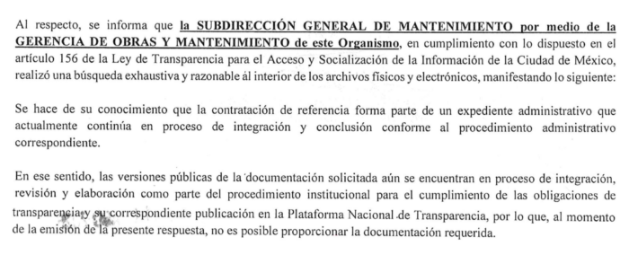 Metro se resiste a publicar contrato de candelabros y obras en Hidalgo
