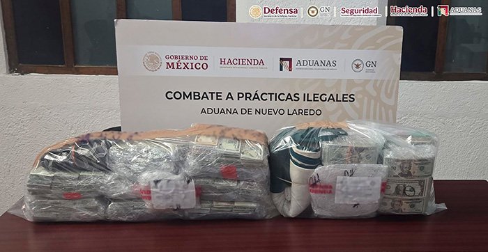 Detectan 769 mil 755 dólares ocultos en 12 paquetes en la Aduana de Nuevo Laredo
