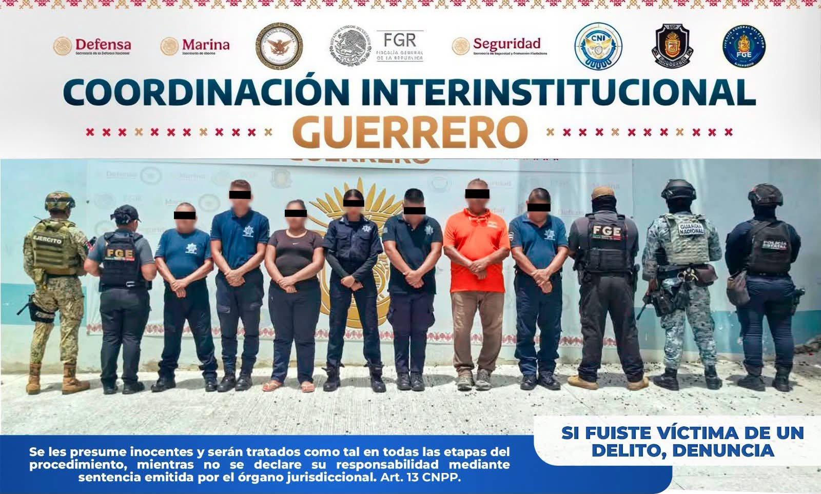 Detienen por desaparición forzada a siete policías de Coyuca de Benítez, incluido su jefe