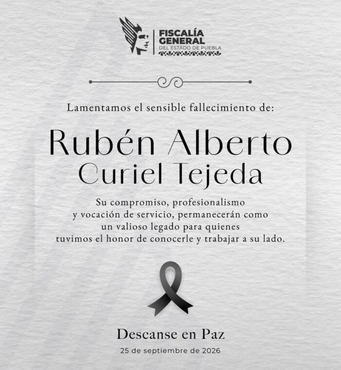 Hallan muerto a Rubén Alberto Curiel Tejeda, exfiscal Anticorrupción de Puebla