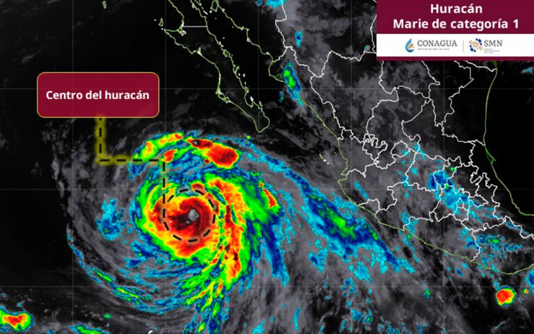 ‘Marie’ se mantiene como huracán categoría 1; BCS reporta inundaciones y vehículos varados