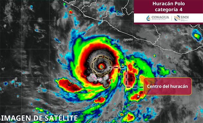 ‘Polo’ se intensifica a huracán categoría 4; prevén que llegue a nivel 5