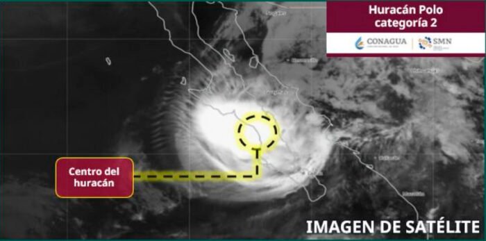 ‘Polo’ toca tierra en Baja California Sur como huracán categoría 2; mantiene lluvias torrenciales