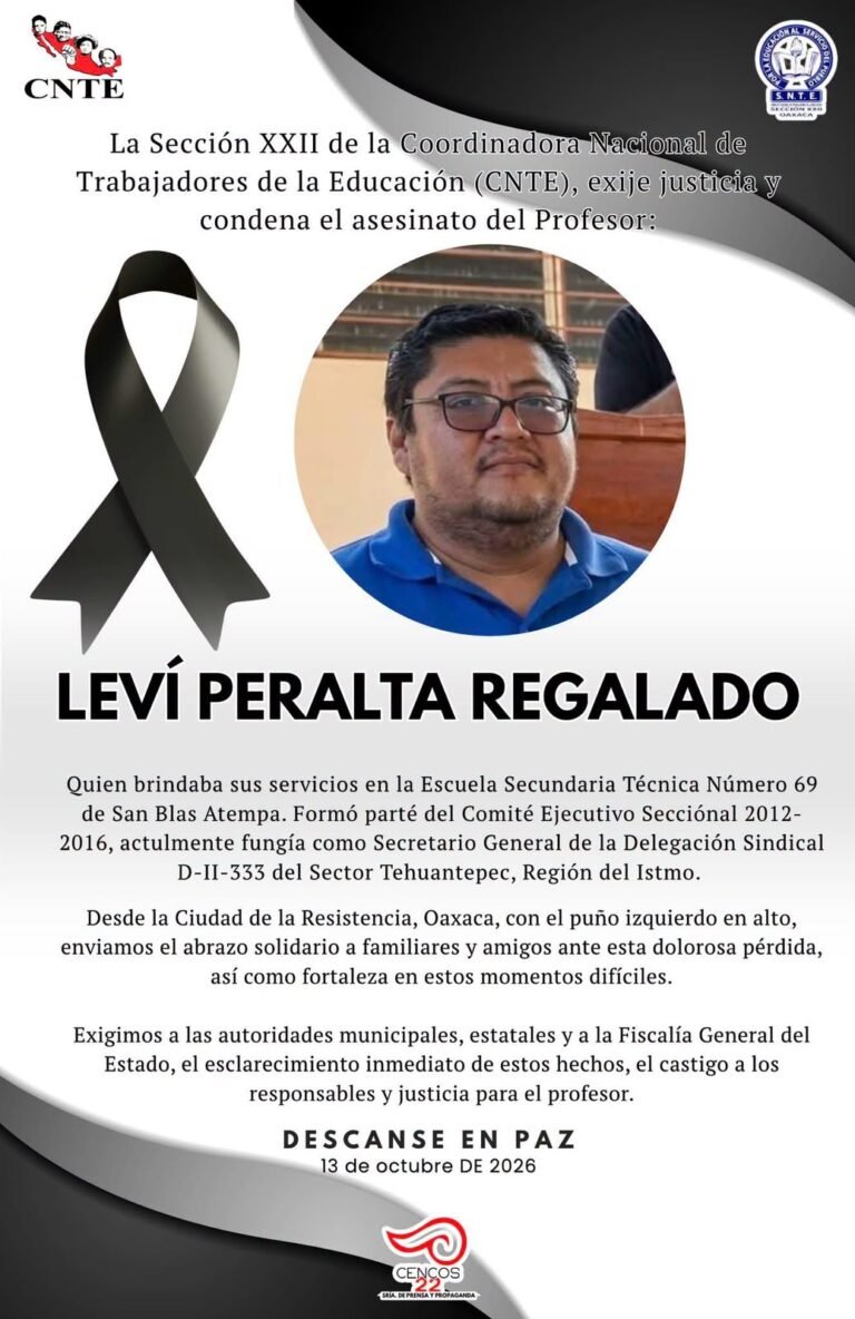 Asesinan a maestro en secundaria en San Blas, Atempa, Oaxaca