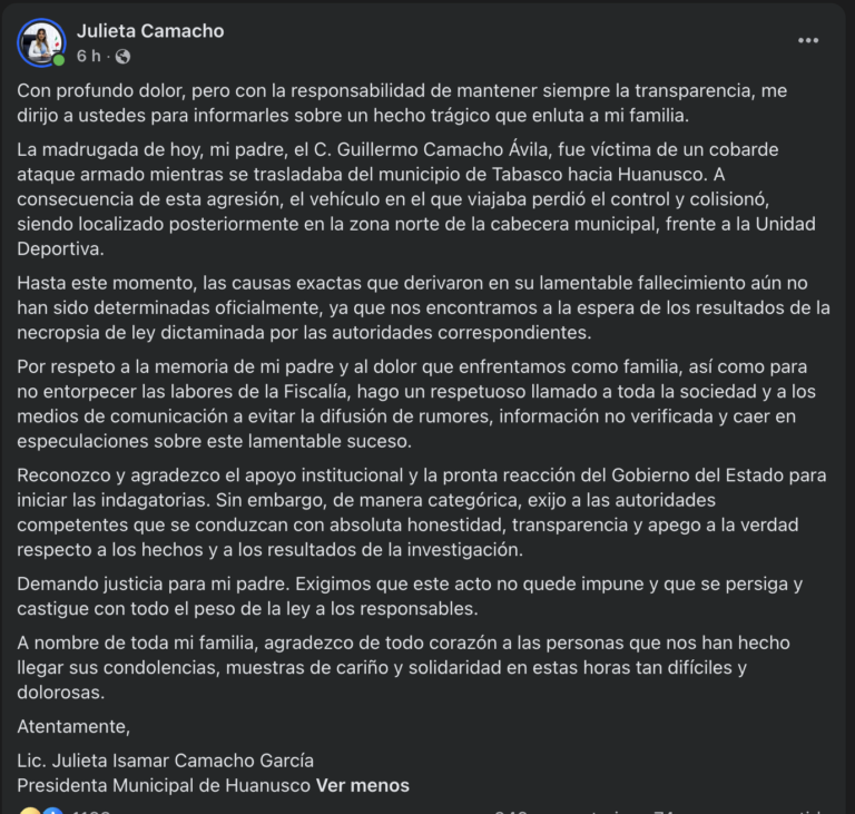 Asesinan a padre de alcaldesa de Huanusco, Zacatecas