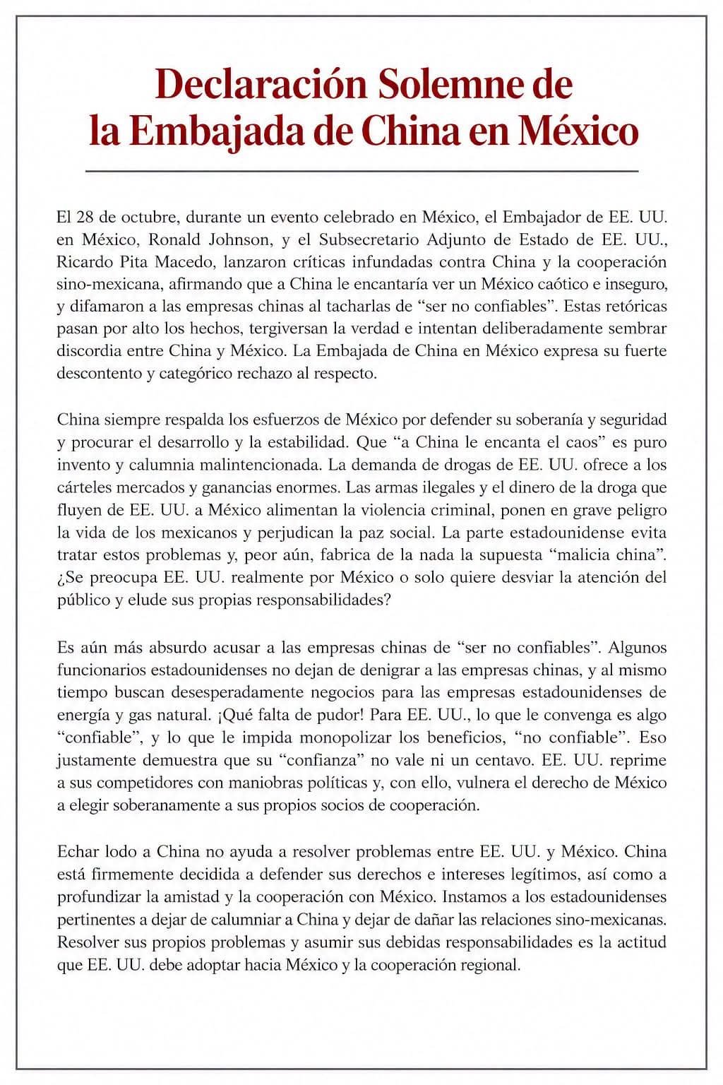 China acusa a EE.UU