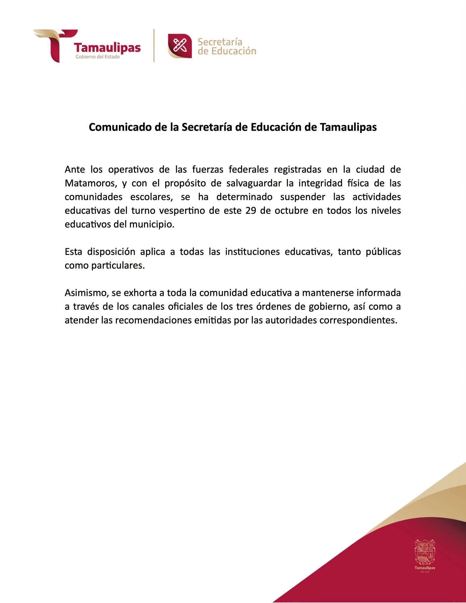 Detienen a capo de la droga en Matamoros; reportan narcobloqueos y suspenden clases