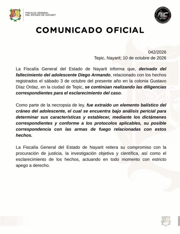 Fiscalía de Nayarit analiza si policías dispararon a adolescente muerto