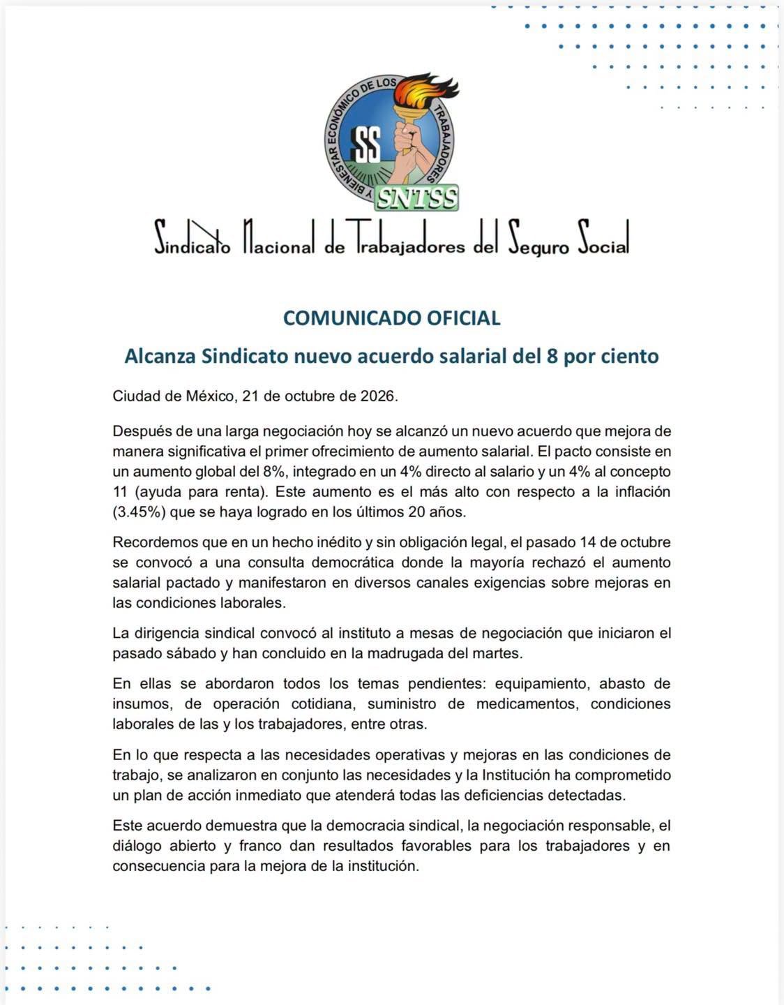 IMSS y Sindicato anuncian acuerdo salarial… trabajadores no aceptan la propuesta