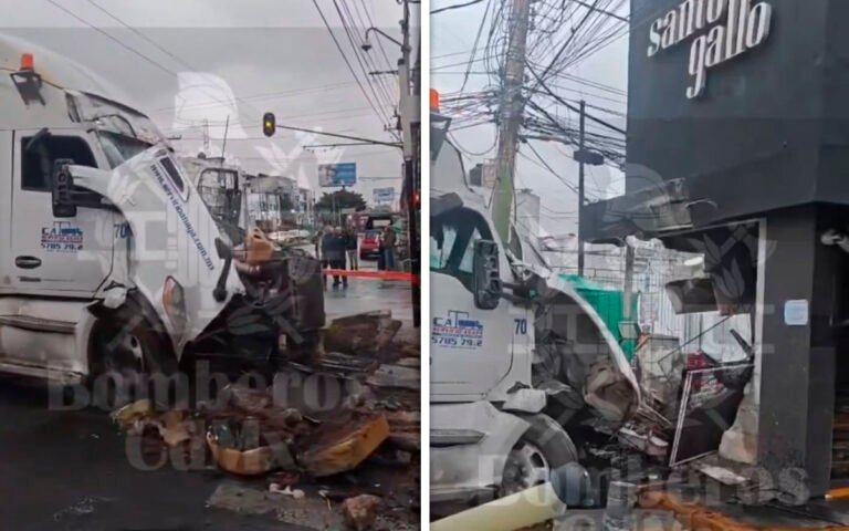 Pipa de agua se impacta contra comercio en Iztapalapa; no hay personas lesionadas